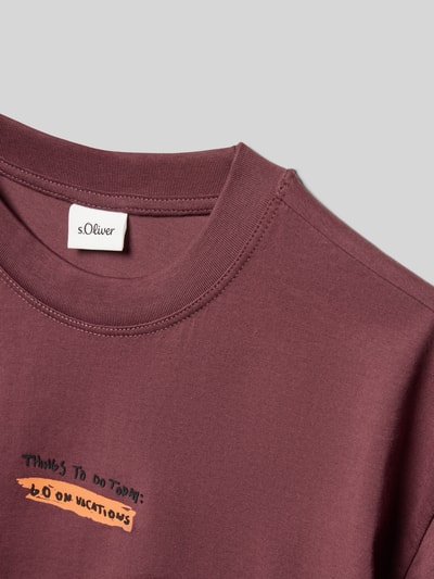 Produktfoto, Regular Fit T-Shirt aus reiner Baumwolle von s.Oliver RED LABEL in Unifarbe, Kurzarm, Rundhals, Motiv-Print, Jersey-Textur