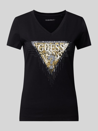 Guess T-shirt met labelprint Zwart - 2