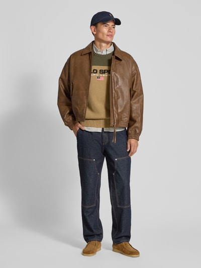 Polo Ralph Lauren Strickpullover mit Label-Stitching und Rundhalsausschnitt Khaki 1