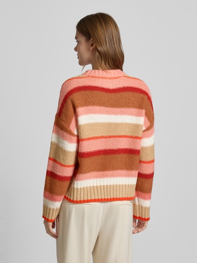 s.Oliver RED LABEL Relaxed Fit Strickpullover mit Wollanteil und Streifenmuster Orange 5