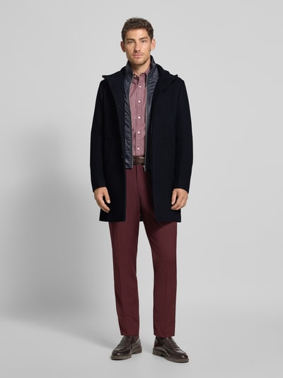 Matinique Lange jas met opstaande kraag, model 'Harvey' Marineblauw - 1