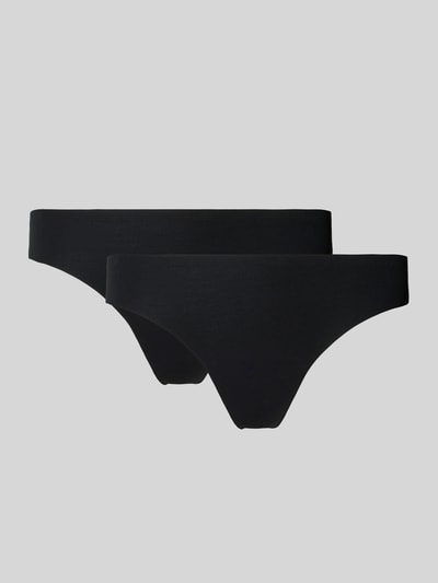 Produktfoto, String mit Logo im 2er-Pack von PUMA aus Baumwoll-Elasthan-Mix in Schwarz, körpernahe Passform, Elastischer Bund, Logo.