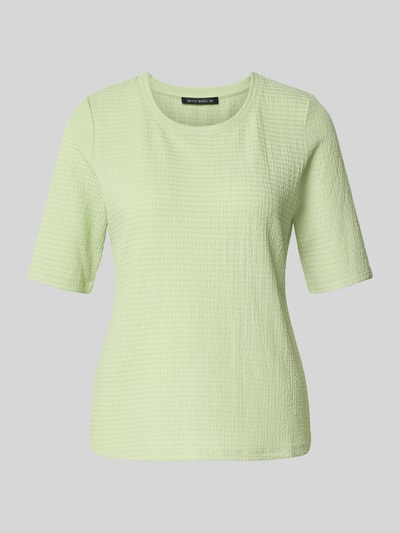 Produktfoto, Regular Fit T-Shirt mit Strukturmuster von Betty Barclay, damski t-shirt z elastyczną mieszanką materiałów, krój regular fit, fakturowany wzór, okrągły dekolt, rękaw o dł. 1/2, długość tyłu w rozmiarze 36: 58 cm, kolor jasnej zieleni, wyraźna tekstura