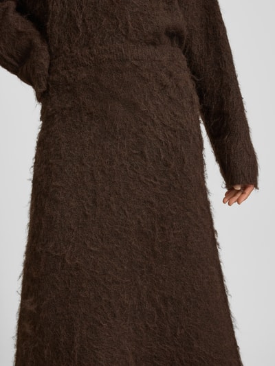 Jake*s Collection Gebreide rok met elastische band Donkerbruin - 3