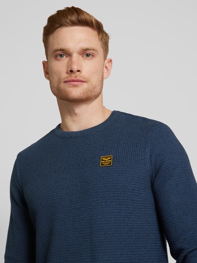 PME Legend Gebreide pullover met labelpatch Marineblauw - 3