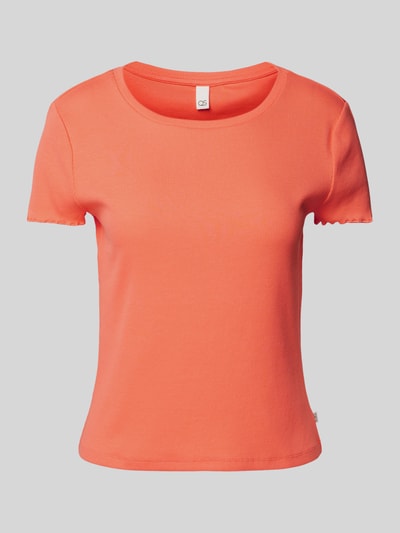 QS T-shirt met ronde hals, model 'Ruffle' Koraal - 2