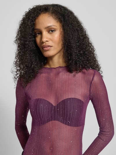 Vila Bluzka z długim rękawem o półprzezroczystym designie model ‘TURNO’ Śliwkowy 3