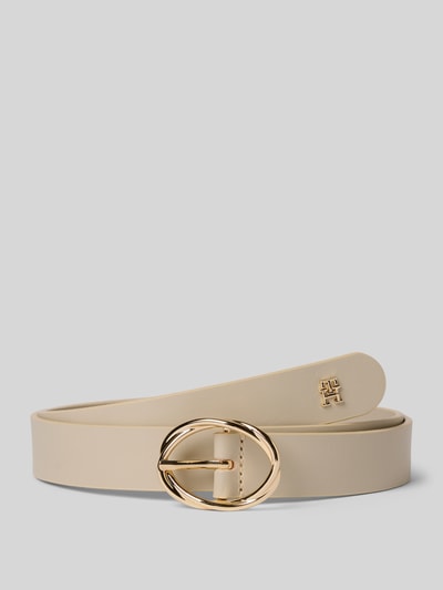 Tommy Hilfiger Pasek skórzany z owalną sprzączką Beżowy 1