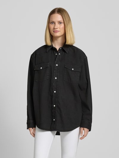 Polo Ralph Lauren Regular fit overhemdblouse in jeanslook met drukknoopsluiting Zwart - 4