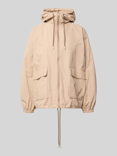 Produktfoto, Jacke mit Kapuze und Pattentaschen van Jake*s Casual in licht beige met ritssluiting, tunnelkoord, relaxed fit, maat 36 ruglengte 66 cm, schouderbreedte 41 cm, borstwijdte 56 cm, mouwlengte 65 cm
