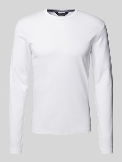 Lindbergh Slim Fit Longsleeve mit geripptem Rundhalsausschnitt Offwhite 2