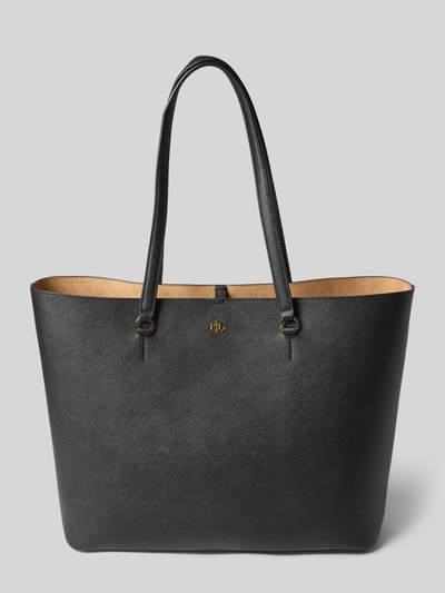 Lauren Ralph Lauren Tote bag van runderleer met labelapplicatie, model 'KARLY' Zwart - 2