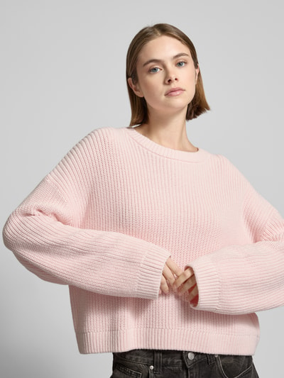 Review Oversized gebreide pullover met ribboorden Rosé - 3