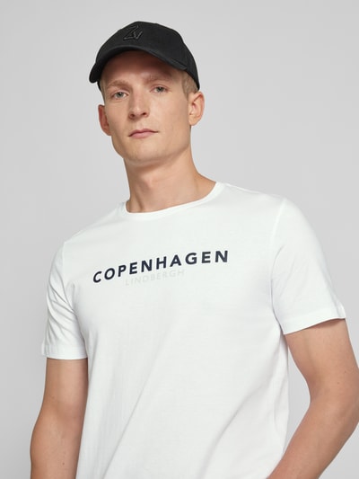 Lindbergh T-shirt met labelprint met statement, model 'EARN' Wit - 3