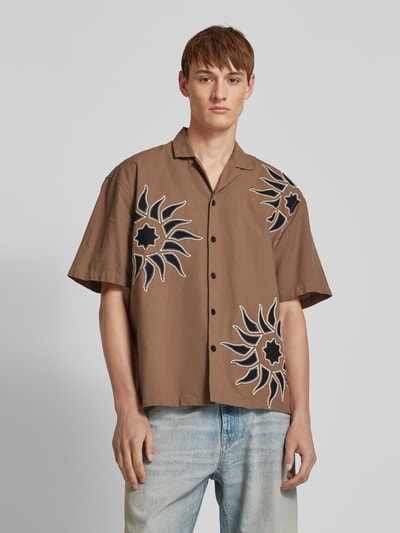 REVIEW Koszula casualowa z kołnierzem z połami Ziemisty brązowy 4