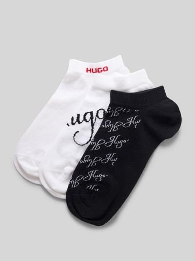 Produktfoto, Sneaker Socken aus Baumwoll-Mix im 3er-Pack von HUGO für Damen, in Schwarz und Weiß mit Logodetails, glatte Textur