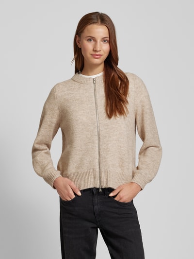 Vila Strickjacke mit Zweiwege-Reißverschluss Modell 'VIZICHY' Beige 4