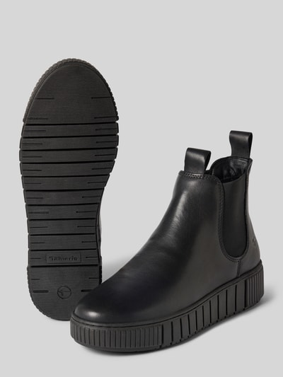 Produktfoto, Chelsea Boots aus echtem Rindsleder von Tamaris, look: effen, punt van de schoen: rond, hakvorm: plat, logodetail, treklusje, licht geprofileerde zool, materiaalverwerking: generfd leer, materiaal: echt rundleer