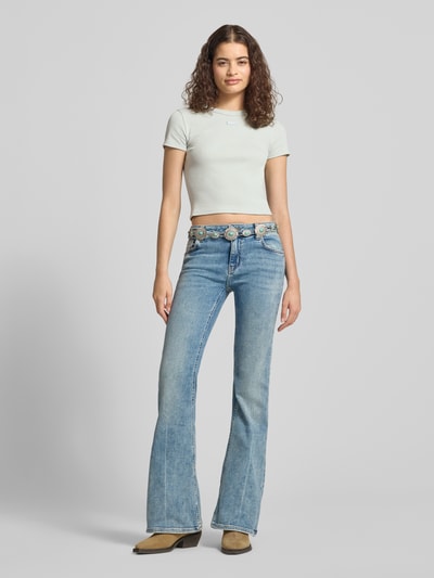 HUGO Blue Slim Fit cropped T-Shirt aus Baumwoll-Mix Modell 'BABY TEE_B' Schilf 1