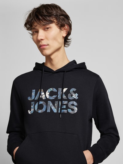 Jack & Jones Hoodie mit Label-Print Modell 'BRYAN' Black 3