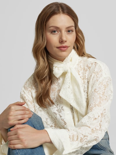 Essentiel Blouse met strik en kant Offwhite - 3