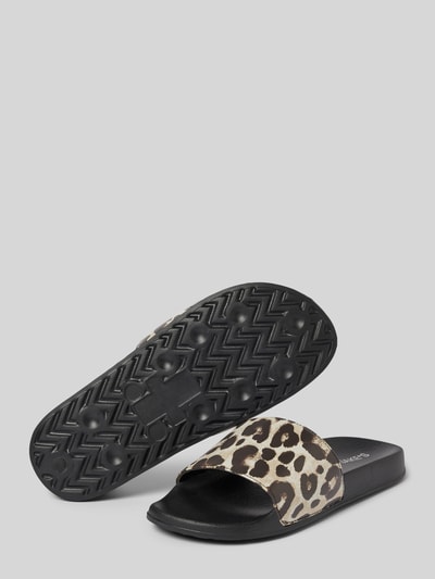 Jake*s Casual Slides mit Label-Print Black 3