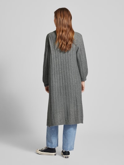 Pieces Loose Fit Long-Cardigan mit Wollanteil in geripptem Design Modell 'MAGGY' Graphit 5