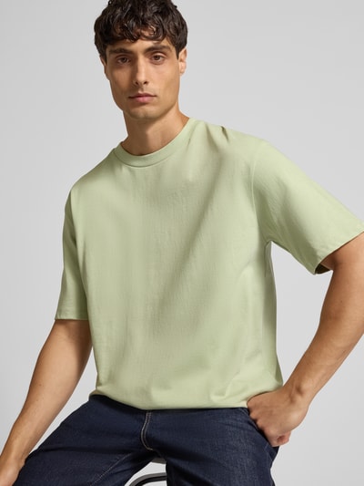 Lindbergh T-shirt o kroju oversized z okrągłym, prążkowanym dekoltem Jasnozielony 3