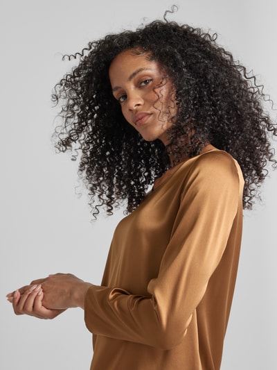 MaxMara Leisure Blusenshirt mit Rundhalsausschnitt Modell 'MOLDAVA' Taupe 3