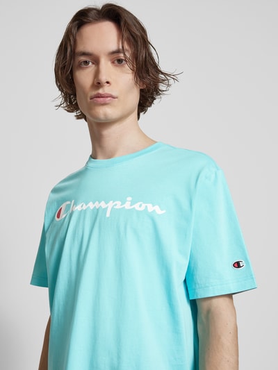 CHAMPION T-shirt met labelprint Aquablauw - 3