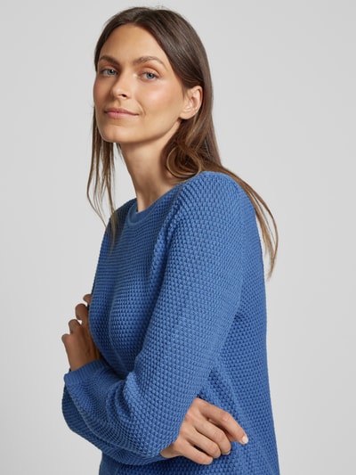 Vila Gebreide pullover met structuurmotief, model 'Vidalo' Blauw - 3