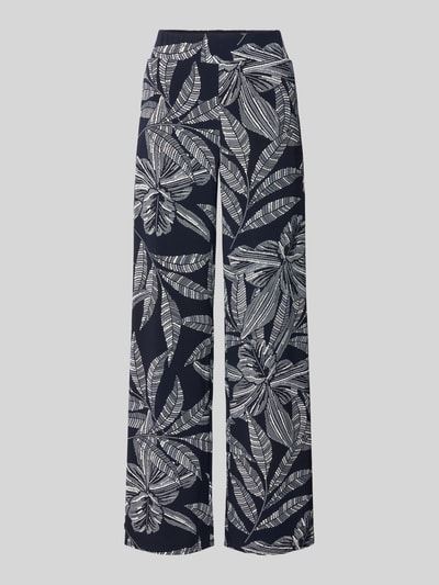 Produktfoto, Hose im Allover-Look mit Eingrifftaschen von Vera Mont, materiał z domieszką stretchu, krój wide leg, czarno-biały wzór liści, Szerokość w rozmiarze 36: 39 cm, długość nogawki od wewnątrz w rozmiarze 36: 84 cm