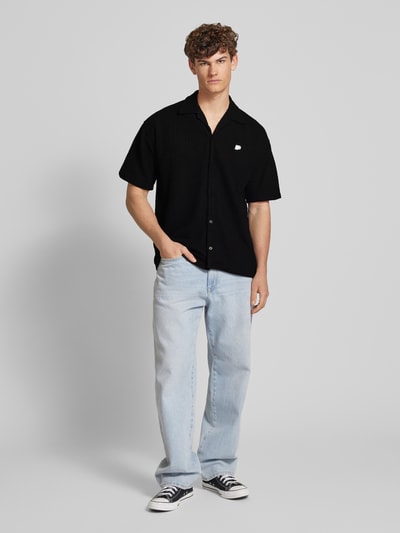Pegador Relaxed fit vrijetijdsoverhemd met structuurmotief, model 'LIBCO' Zwart - 1