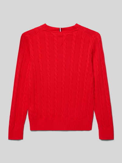 Tommy Hilfiger Teens Regular Fit Pullover mit Zopfmuster  Rot 3