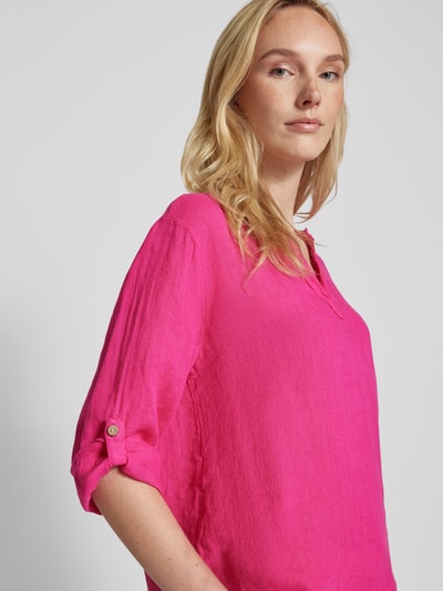 ZABAIONE Blouse van linnen met 3/4-mouwen, model 'LUCIA' Felroze - 3