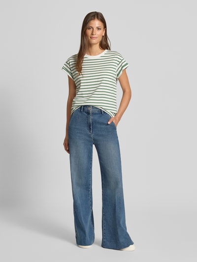 Jake*s Casual T-shirt met streepmotief Groen - 1