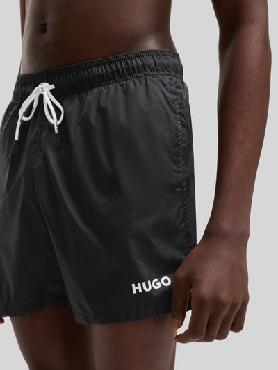 HUGO Zwembroek met labelprint, model 'HAITI' Zwart - 2