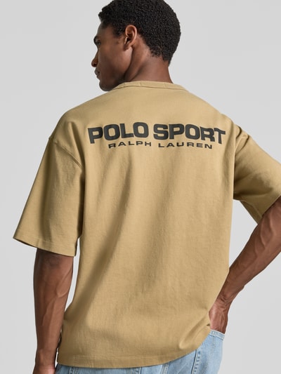 Mannelijk model draagt Regular Fit t-shirt uit zuivere katoen Model '10/1' van Polo Ralph Lauren in beige, rugaanzicht, Heren t-shirt.