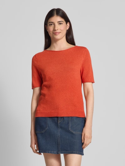 Marc O'Polo Regular fit gebreide pullover van een mix van katoen en linnen Oranje - 4