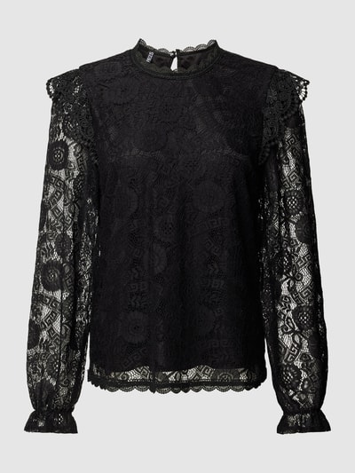 Pieces Blouse met gehaakt kant, model 'COLLINE' Zwart - 2