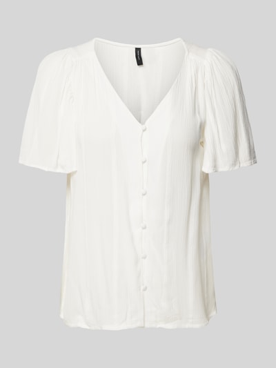 Vero Moda Comfort Fit Bluse mit Stoffknöpfen 'KANVA' Weiss 1