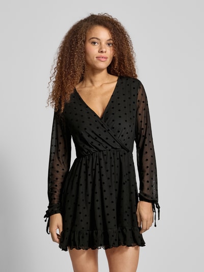 Only Getailleerde vrijetijdsjurk met diepe V-hals, model 'WRAP DRESS' Zwart - 4