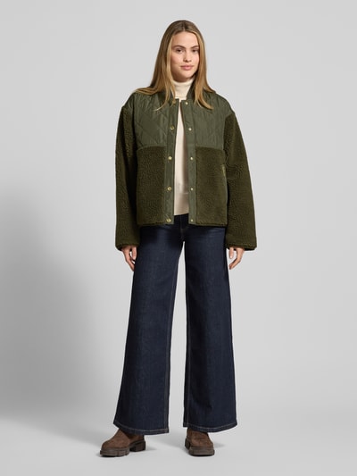 Barbour Regular Fit Teddyfell-Jacke mit Stepp-Besatz Modell 'WETHERBY FLEECE' Oliv 1