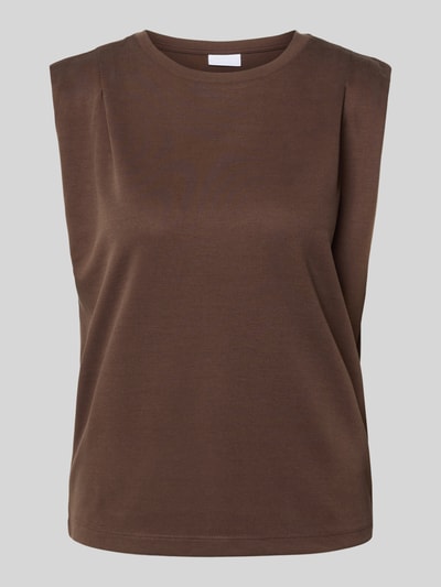 Produktfoto, Top aus Modal-Mix mit Rundhalsausschnitt von Jake*s Collection in Braun, Regular-Fit, Drapierungen, Rückenlänge 54 cm bei Größe S
