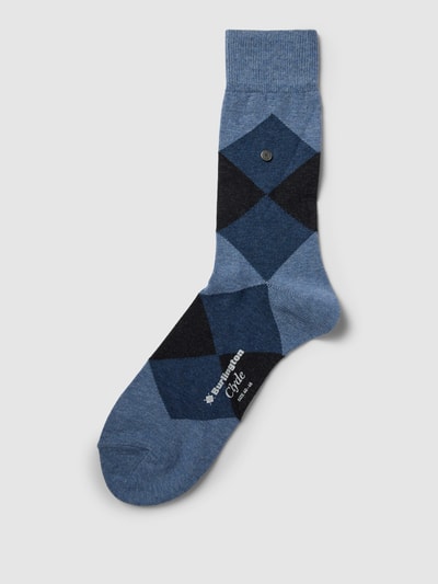 Burlington Socken mit Allover-Muster Modell 'Clyde' Jeansblau 1