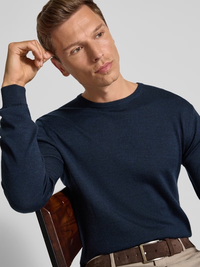 Matinique Gebreide pullover van merinowol, model 'Margrate Merino' Marineblauw - 3