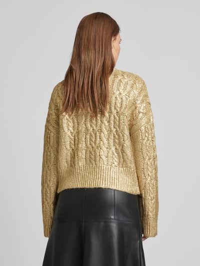 Jake*s Collection Strickpullover mit Zopfmuster Gold 5