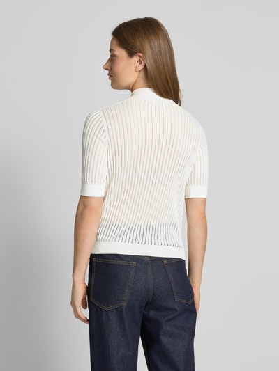 Christian Berg Woman Selection Gebreid shirt van viscosemix met polokraag Ecru - 5