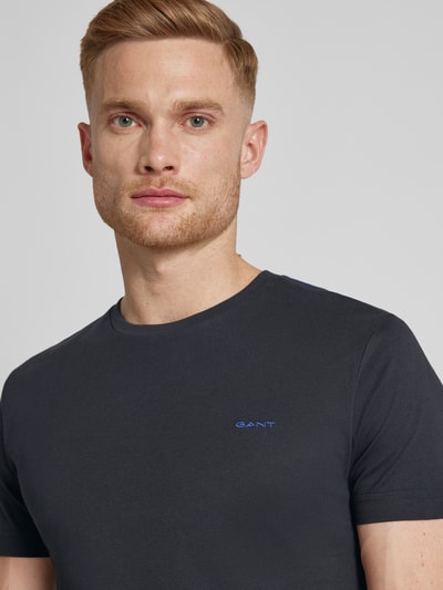 Gant T-shirt met labelstitching Zwart - 3