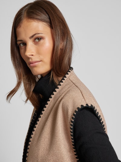 FREE/QUENT Gilet met opgestikte steekzakken, model 'Yanna' Taupe - 3